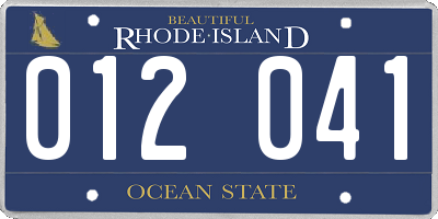 RI license plate 012041