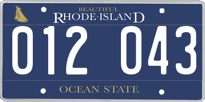 RI license plate 012043