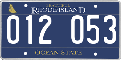RI license plate 012053