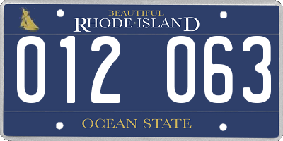 RI license plate 012063