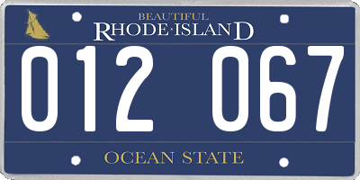 RI license plate 012067
