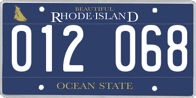 RI license plate 012068