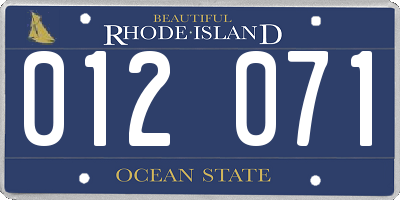 RI license plate 012071