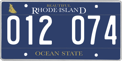 RI license plate 012074