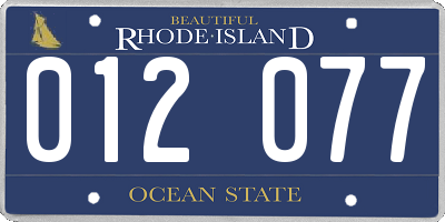 RI license plate 012077