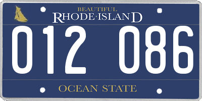 RI license plate 012086