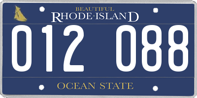 RI license plate 012088