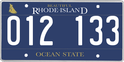 RI license plate 012133