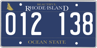 RI license plate 012138
