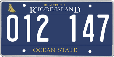 RI license plate 012147