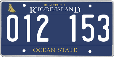 RI license plate 012153