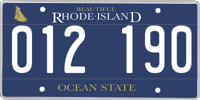 RI license plate 012190
