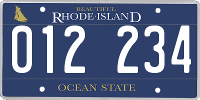 RI license plate 012234