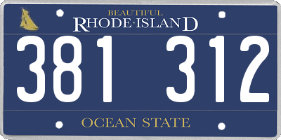 RI license plate 381312