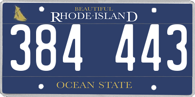 RI license plate 384443