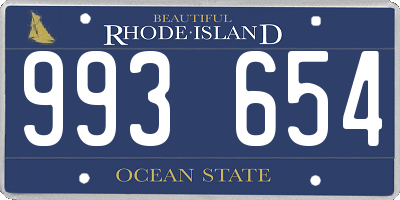 RI license plate 993654