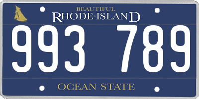 RI license plate 993789