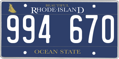 RI license plate 994670