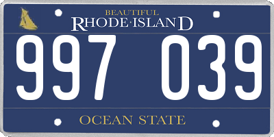 RI license plate 997039