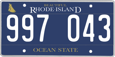 RI license plate 997043