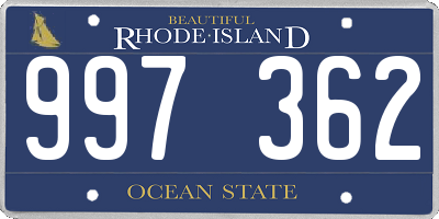 RI license plate 997362