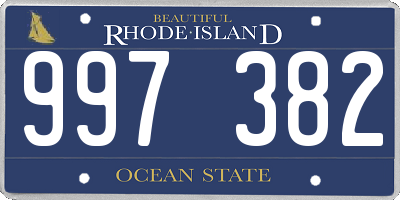 RI license plate 997382