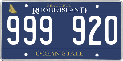RI license plate 999920