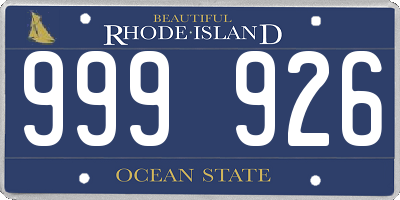 RI license plate 999926