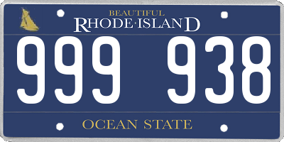 RI license plate 999938