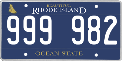 RI license plate 999982
