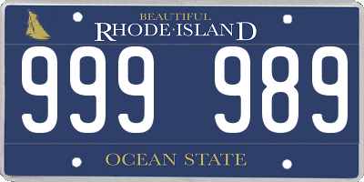 RI license plate 999989