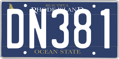 RI license plate DN381