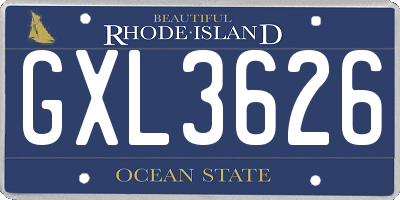 RI license plate GXL3626