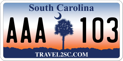 SC license plate AAA103