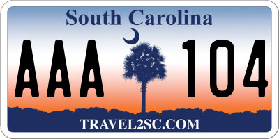SC license plate AAA104