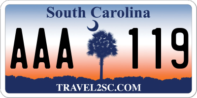 SC license plate AAA119