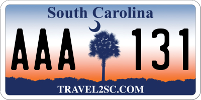 SC license plate AAA131