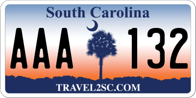 SC license plate AAA132