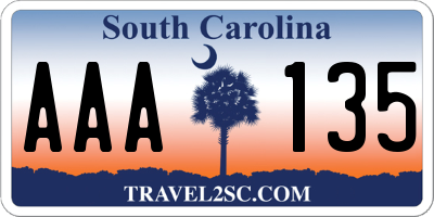 SC license plate AAA135