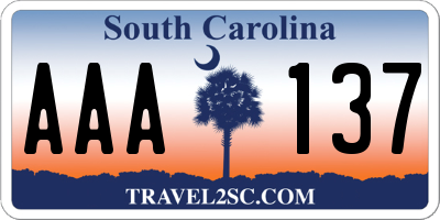 SC license plate AAA137
