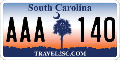 SC license plate AAA140
