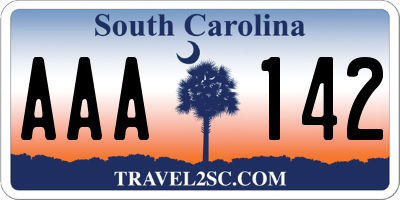 SC license plate AAA142