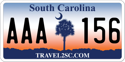 SC license plate AAA156