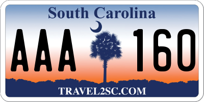 SC license plate AAA160