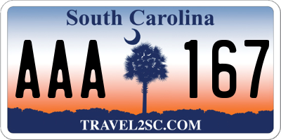 SC license plate AAA167