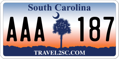 SC license plate AAA187