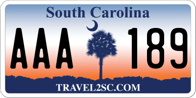 SC license plate AAA189