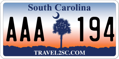 SC license plate AAA194