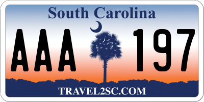 SC license plate AAA197