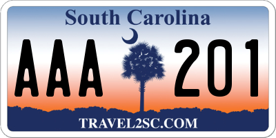 SC license plate AAA201